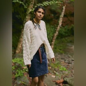 Pilcro by Anthropologie Blue Corduroy Talia Mini Skirt Size 4 Button Front Fall